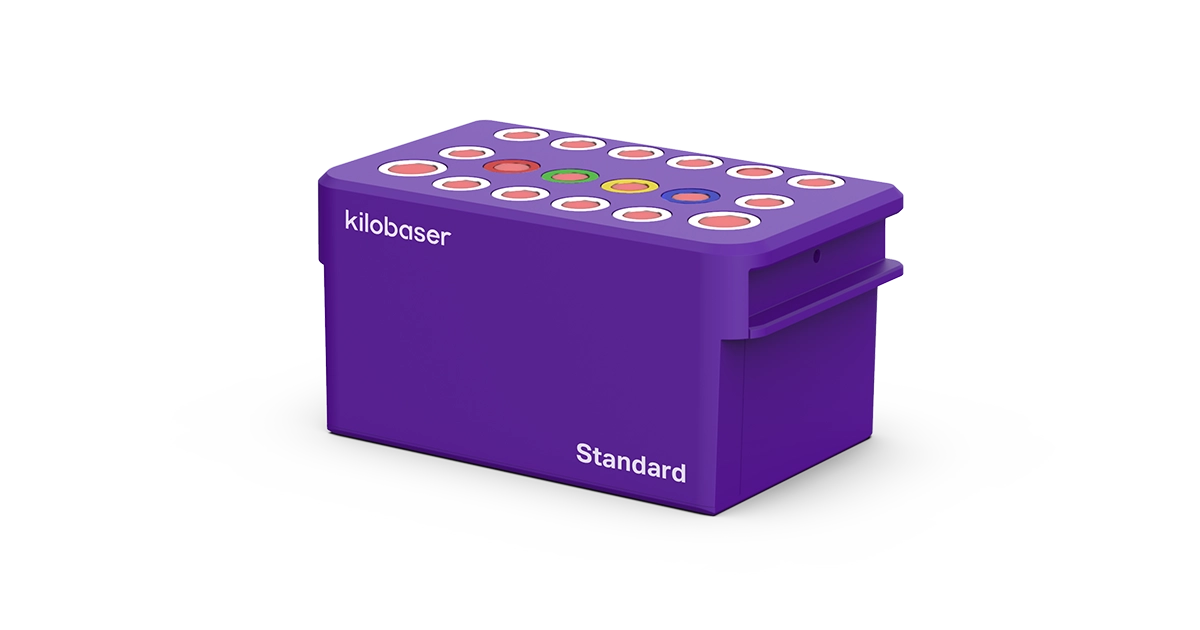 Kilobaser DNA Synthesizer machine for in-house DNA Synthesis. Microfluidic chip based. Synthesize DNA oligos, DNA primer, DNA probes in less than 2h. Standard DNA cartridge for benchtop DNA Synthesizer.