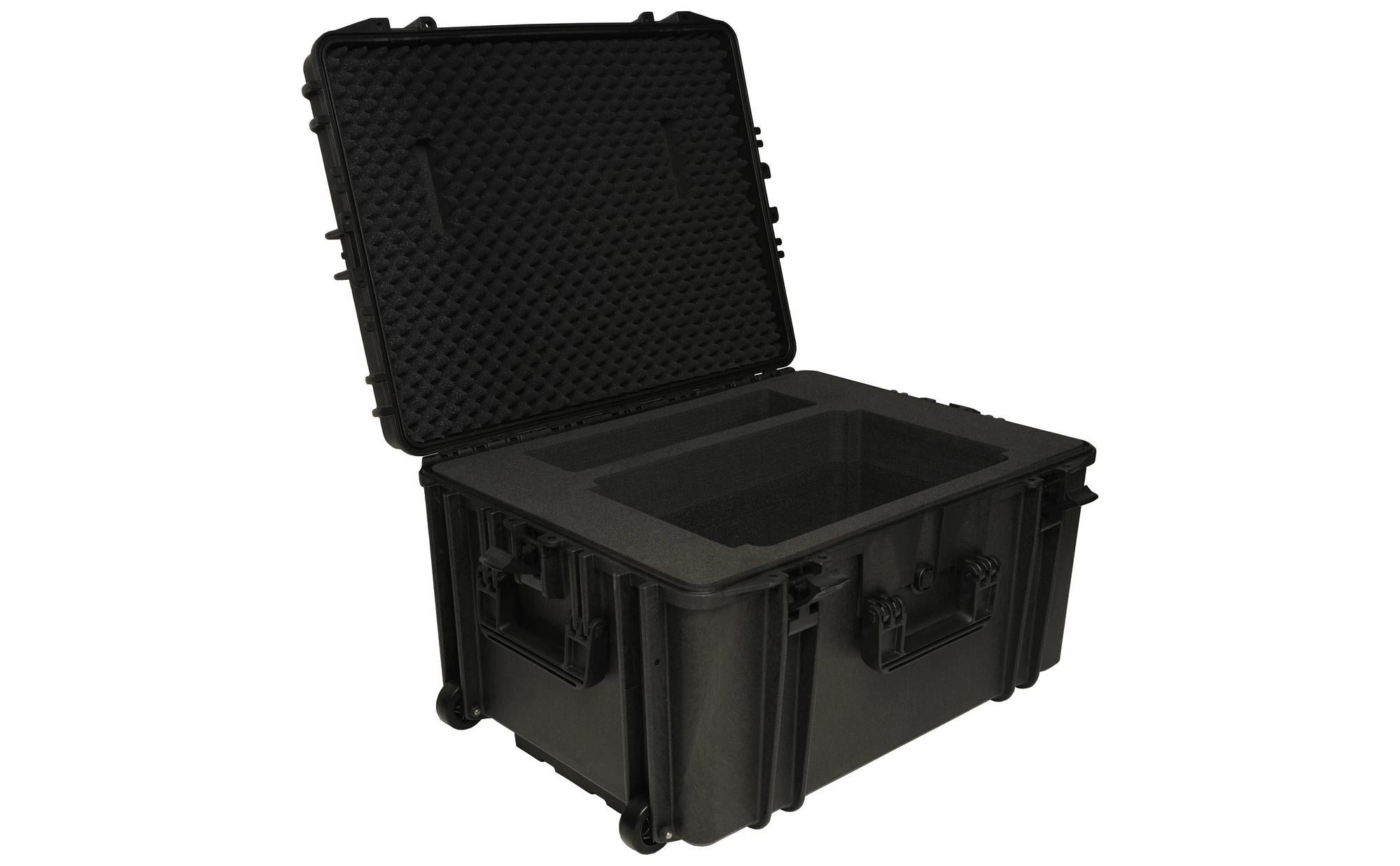 Kilobaser N₂Go Transport Case open, showing the precision-cut high-density foam inlay