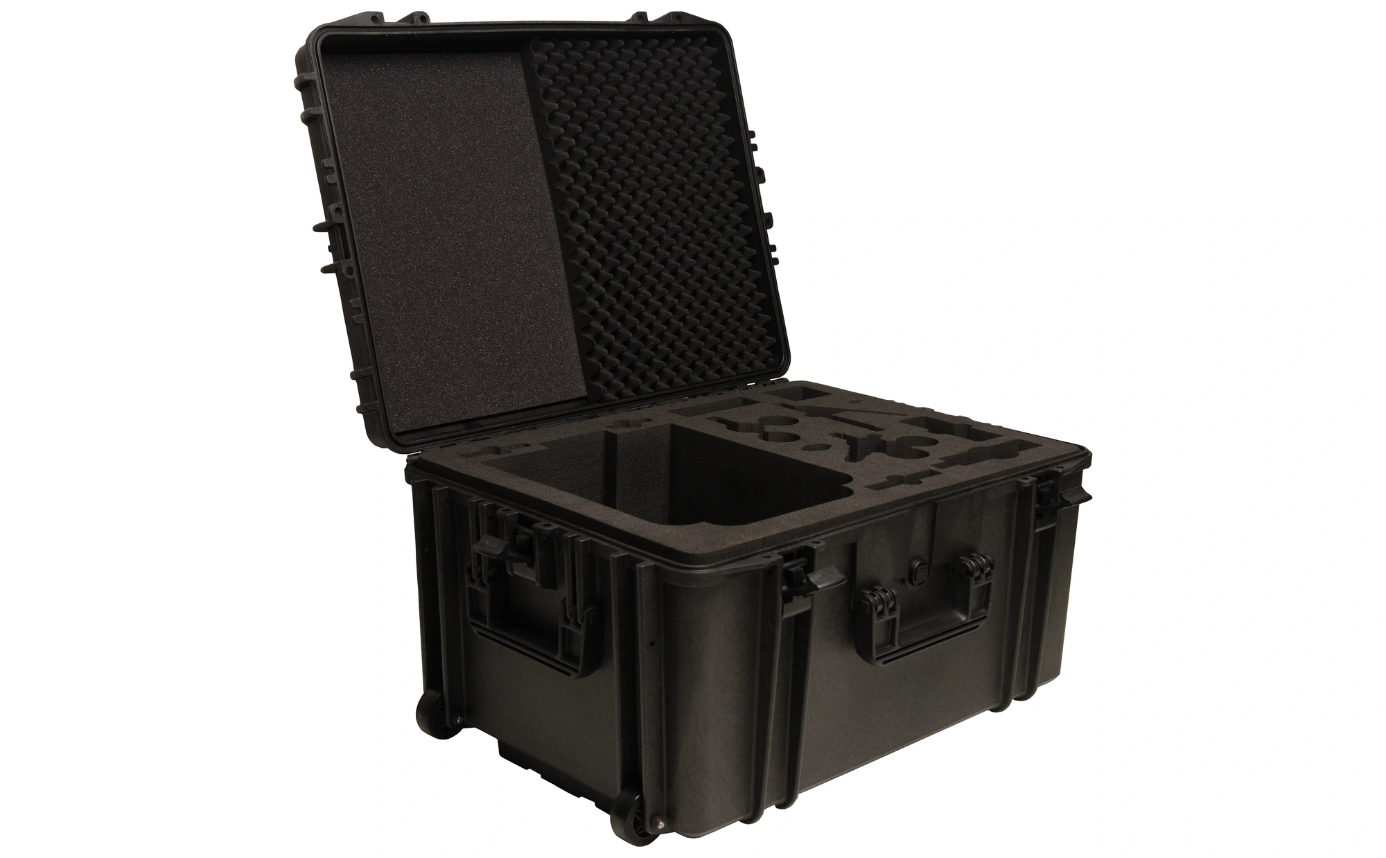 Kilobaser One/One-XT Transport Case open, showing custom precision-cut foam inlay shaped for the synthesizer and accessories